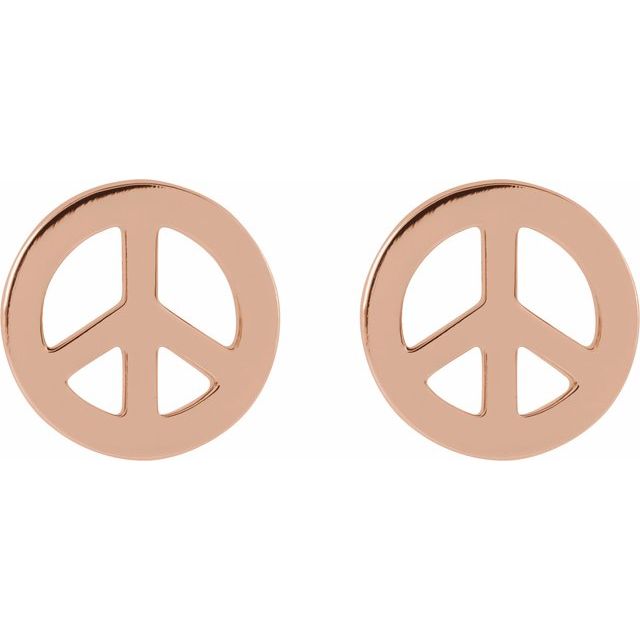 14K Rose Tiny Peace Earrings