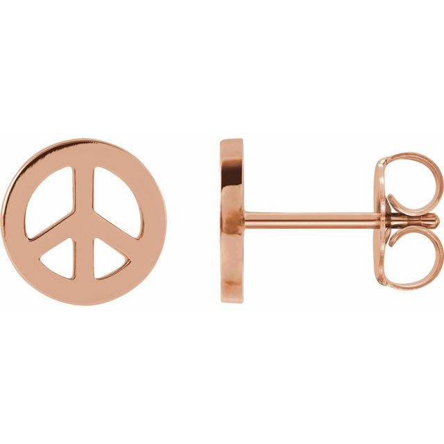 14K Rose Tiny Peace Earrings