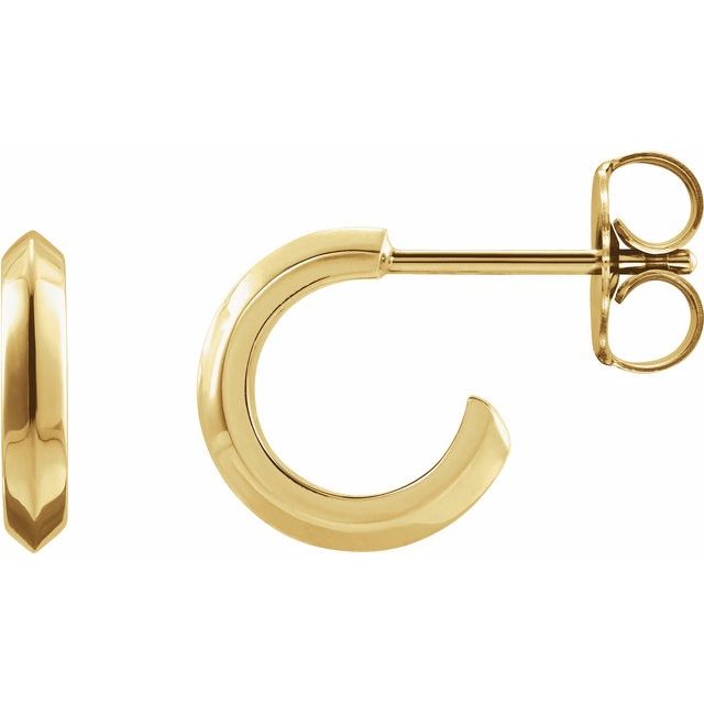 14K Yellow Knife-Edge 10 mm Hoop Earrings