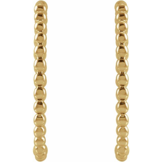 14K Yellow Beaded 20 mm Hoop Earrings