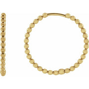 14K Yellow Beaded 20 mm Hoop Earrings