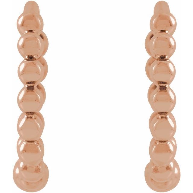14K Rose Beaded 11 mm Hoop Earrings