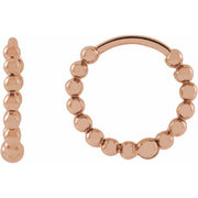 14K Rose Beaded 11 mm Hoop Earrings