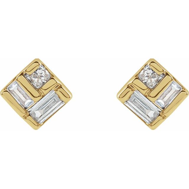 14K Yellow 1/6 CTW Natural Diamond Geometric Earrings