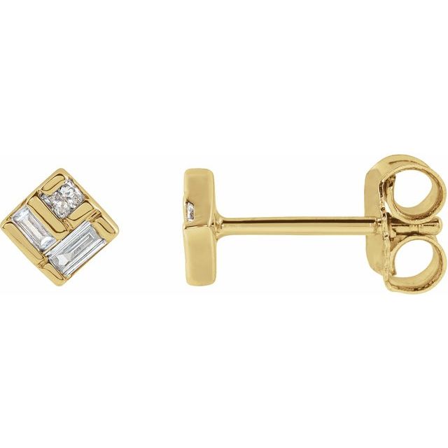 14K Yellow 1/6 CTW Natural Diamond Geometric Earrings