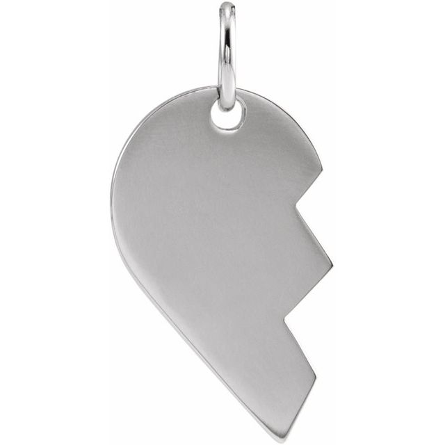 Sterling Silver 17x10 mm Right Broken Heart Pendant