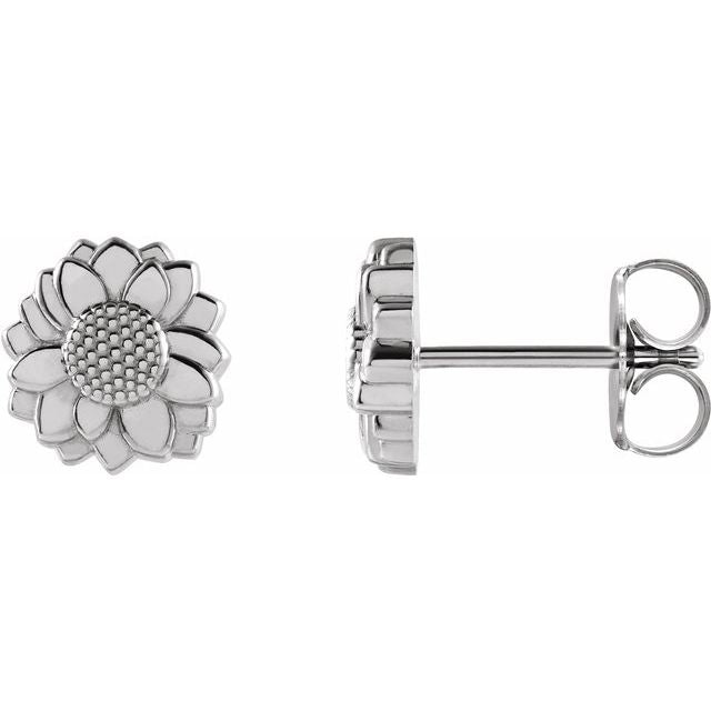 Sterling Silver Tiny Sunflower Earrings