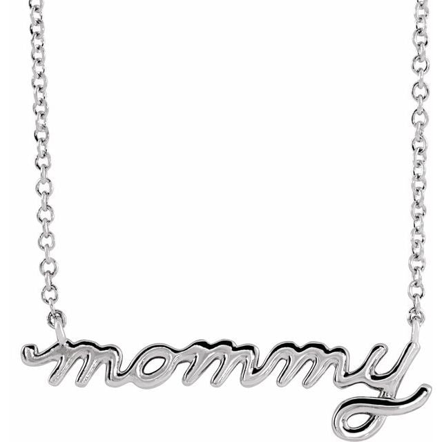 Sterling Silver Petite Mommy Script 16' Necklace