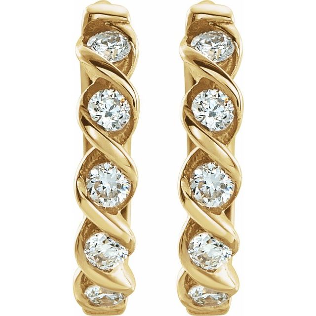 14K Yellow 1/10 CTW Natural Diamond 9 mm Hoop Earrings