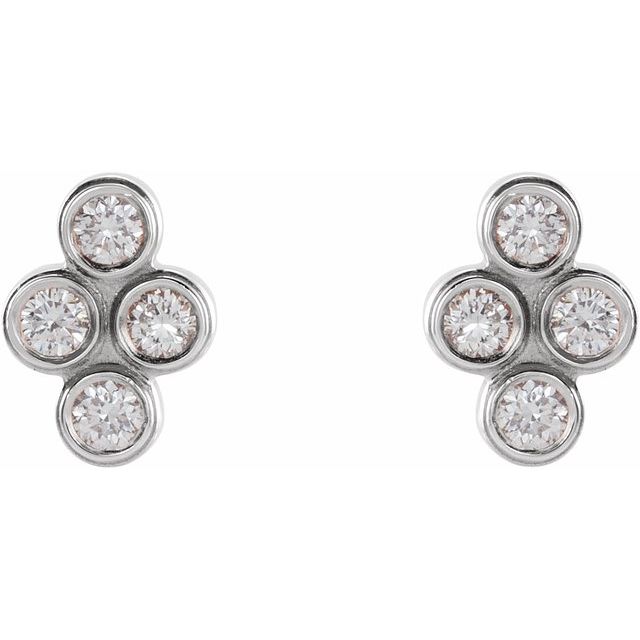 14K White 1/10 CTW Natural Diamond Cluster Earrings