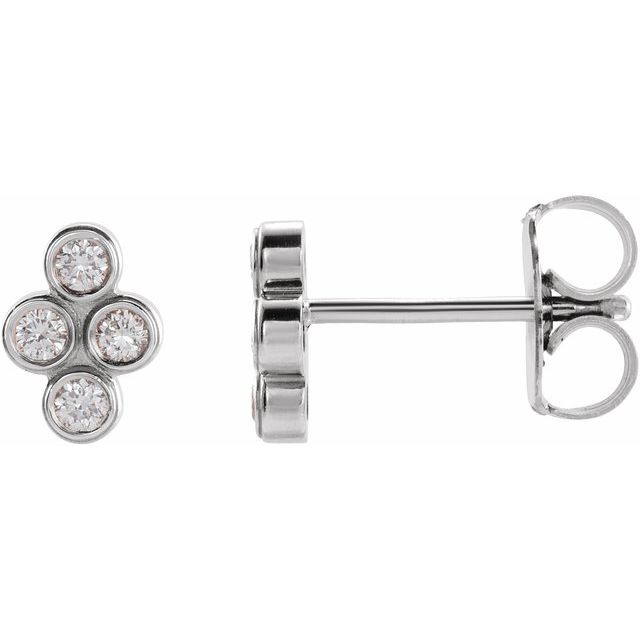 14K White 1/10 CTW Natural Diamond Cluster Earrings