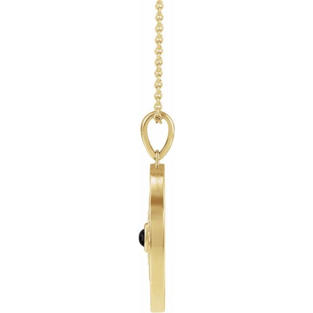14K Yellow Natural Black Onyx & 1/6 CTW Natural Diamond Evil Eye 16-18' Necklace
