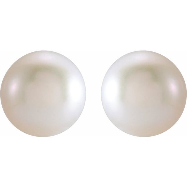 14K Yellow 3 mm Cultured White Freshwater Pearl Earrings