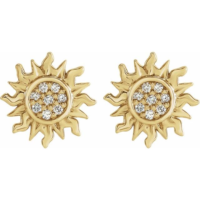 14K Yellow .04 CTW Natural Diamond Sun Earrings