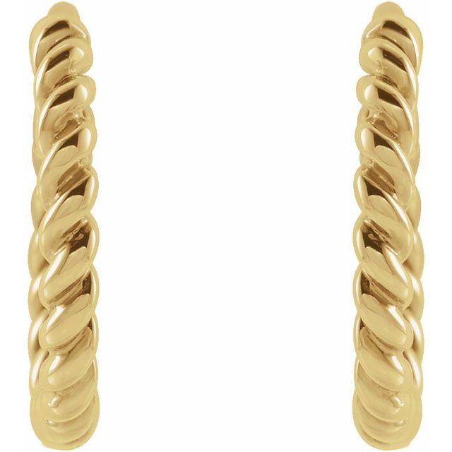 14K Yellow Rope 11 mm Hoop Earrings