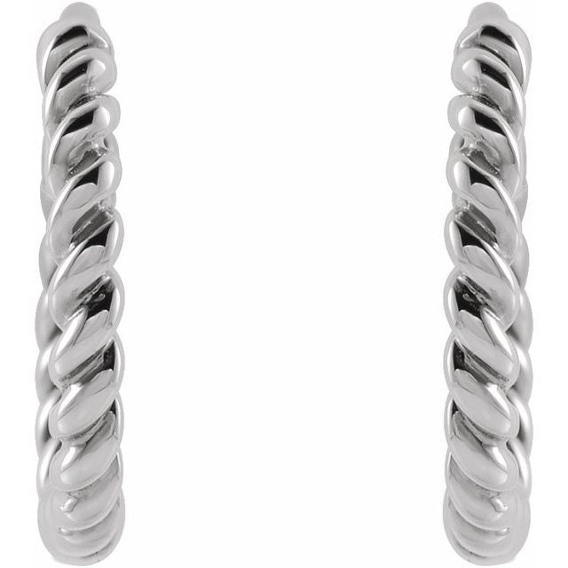 14K White Rope 11 mm Hoop Earrings