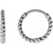 14K White Rope 11 mm Hoop Earrings