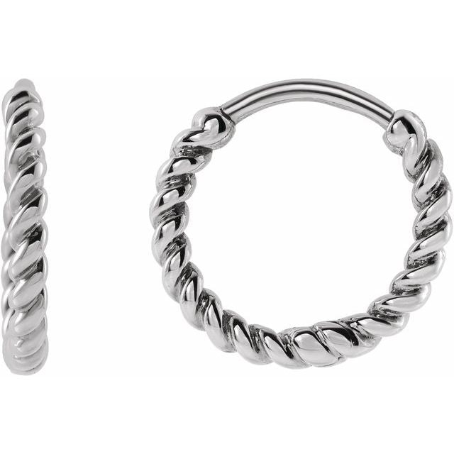 14K White Rope 11 mm Hoop Earrings