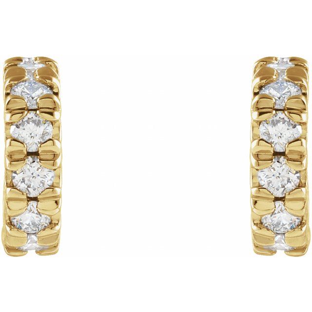 14K Yellow 1/4 CTW Lab-Grown Diamond French-Set Huggie Hoop Earrings