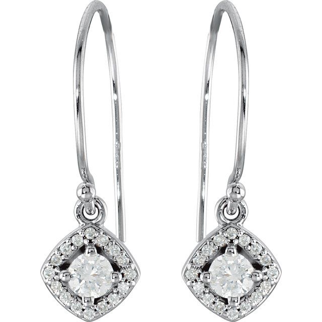 14K White 3/8 CTW Natural Diamond Earrings