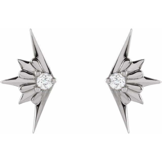 14K White .03 CTW Natural Diamond Starburst Earrings