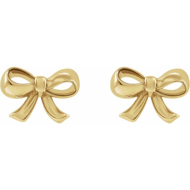 14K Yellow Bow Earrings