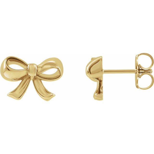 14K Yellow Bow Earrings