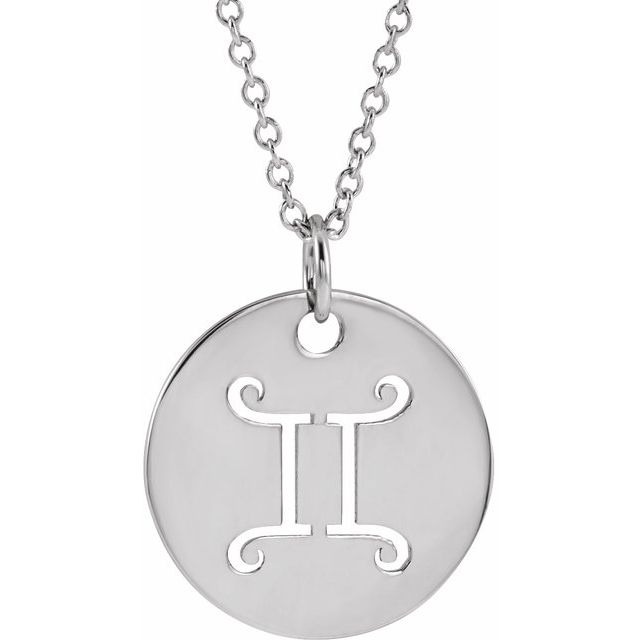 Sterling Silver Gemini Zodiac Disc 16-18' Necklace