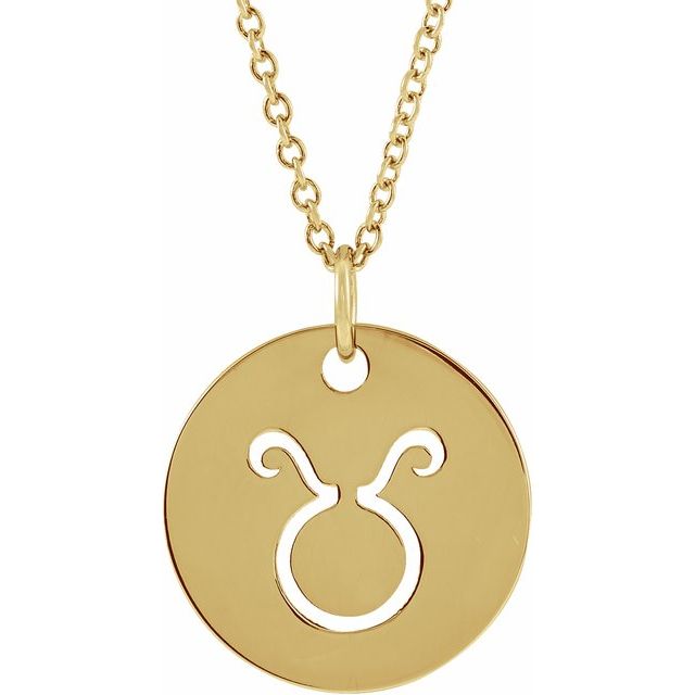 14K Yellow Taurus Zodiac Disc 16-18' Necklace