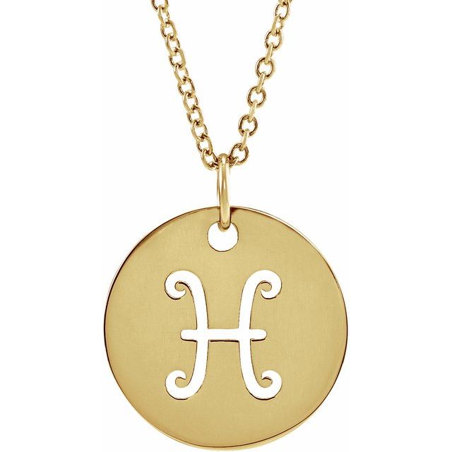 14K Yellow Pisces Zodiac Disc 16-18' Necklace