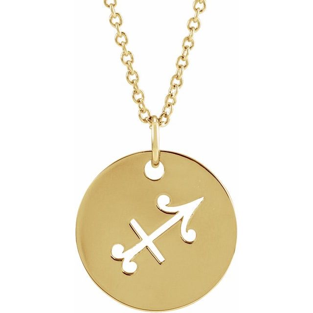 14K Yellow Sagittarius Zodiac Disc 16-18' Necklace