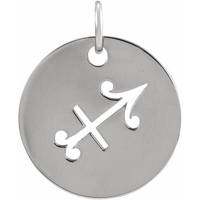 Sterling Silver 16.5 mm Sagittarius Zodiac Disc Pendant