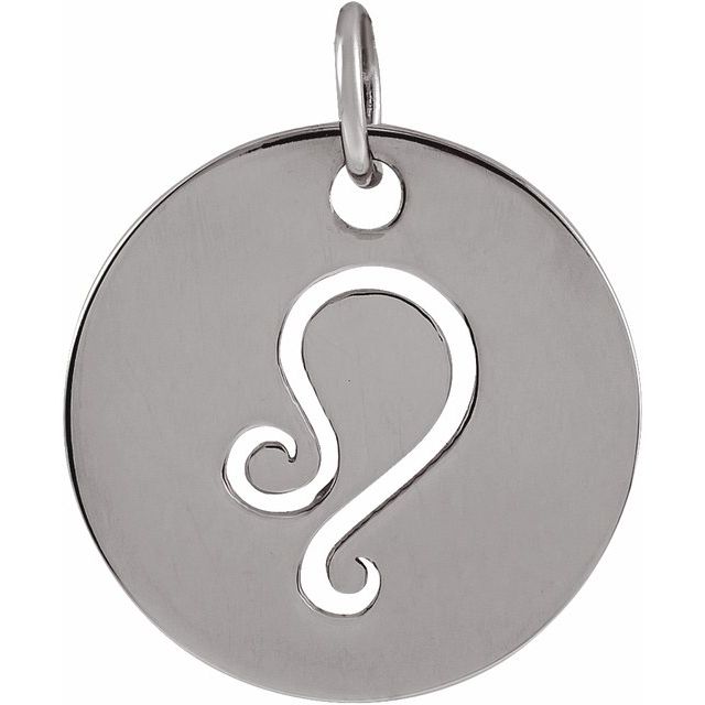 Sterling Silver 16.5 mm Leo Zodiac Disc Pendant