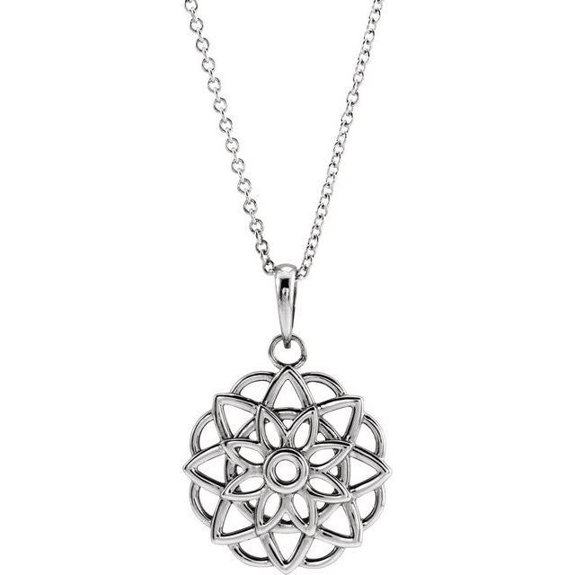 Sterling Silver Floral 16-18' Necklace