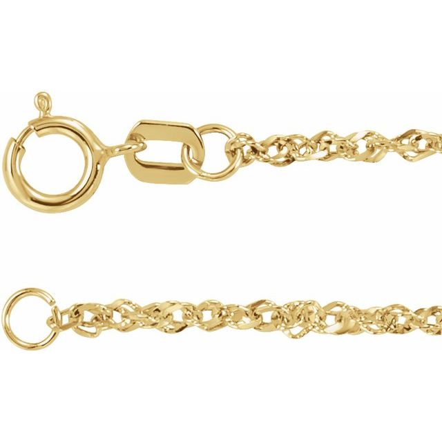 14K Yellow 1.7 mm Diamond-Cut Singapore 16' Chain