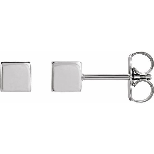 14K White Cube Earrings