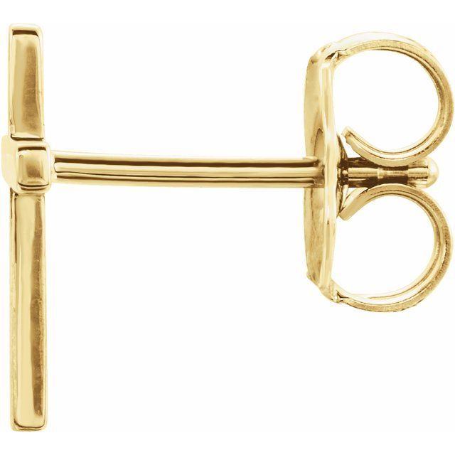 14k Yellow 10 Mm Cross Single Earring