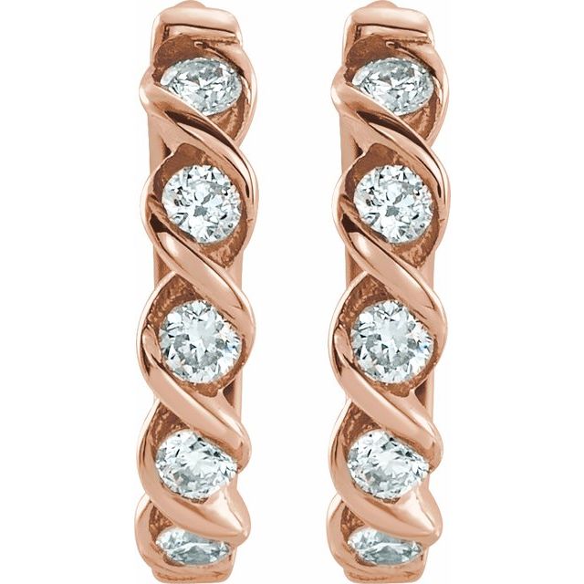 14K Rose 1/10 CTW Natural Diamond 9 mm Hoop Earrings