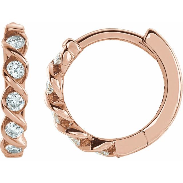 14K Rose 1/10 CTW Natural Diamond 9 mm Hoop Earrings
