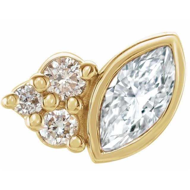 14K Yellow 1/10 CTW Natural Diamond Right Earring