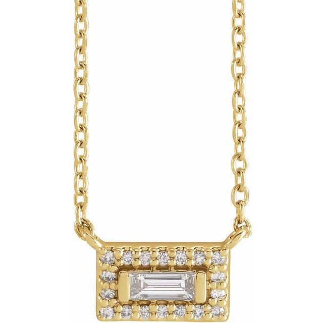 14K Yellow 1/10 CTW Natural Diamond Halo-Style 18' Necklace
