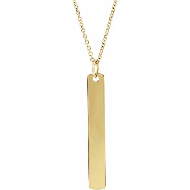 14K Yellow Engravable Bar 16-18' Necklace