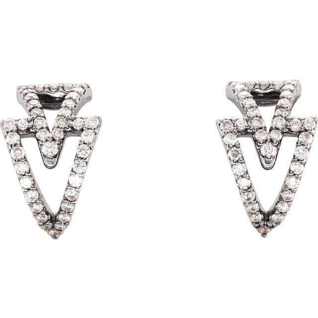 14k White 1/4 Ctw Natural Diamond Geometric Hoop Earrings