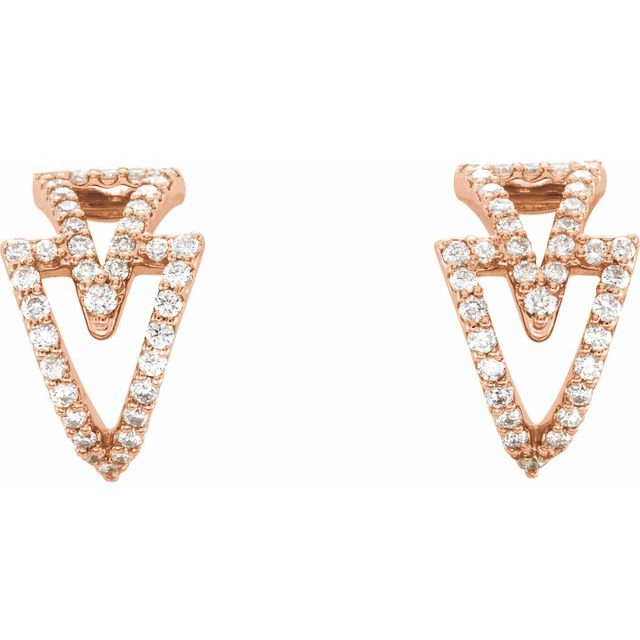 14k Rose 1/4 Ctw Natural Diamond Geometric Hoop Earrings