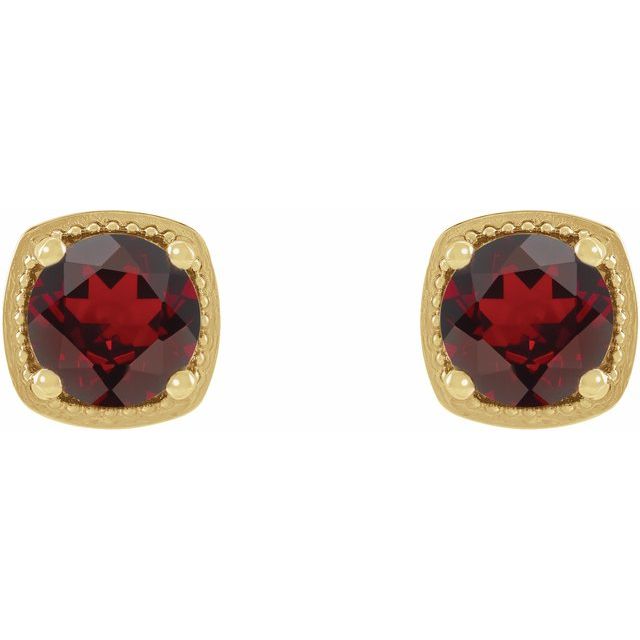 14K Yellow 5.5 mm Natural Mozambique Garnet Earrings