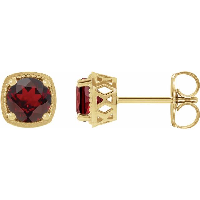 14K Yellow 5.5 mm Natural Mozambique Garnet Earrings