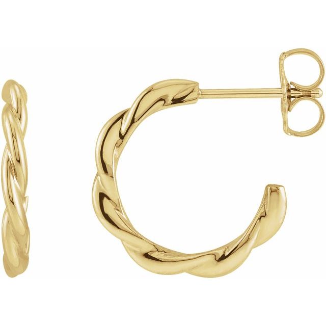 14K Yellow Twisted Hoop Earrings