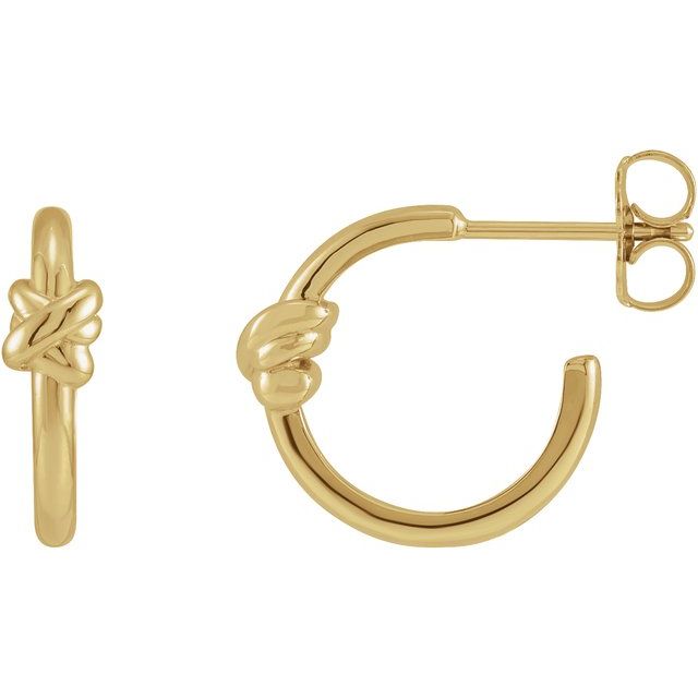 14K Yellow Knot Hoop Earrings