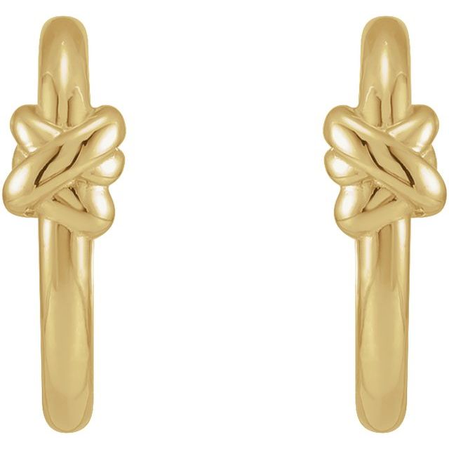 14K Yellow Knot Hoop Earrings