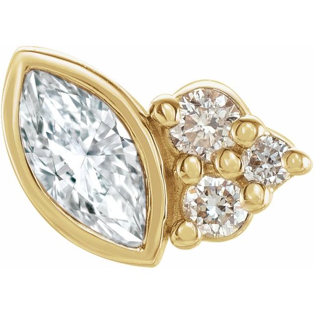 14K Yellow 1/10 CTW Natural Diamond Left Earring